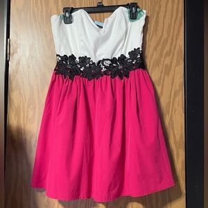 NWT Francesca’s lace white and pink strapless mini dress